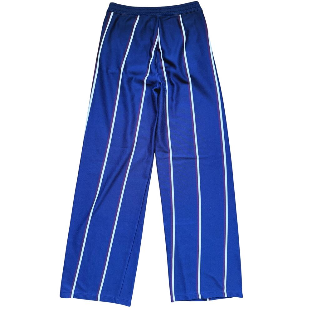 Tory Burch Sport Retro Luxury Wide Leg Trousers Pants S Navy Blue Stripe Y2K - Picture 9 of 11